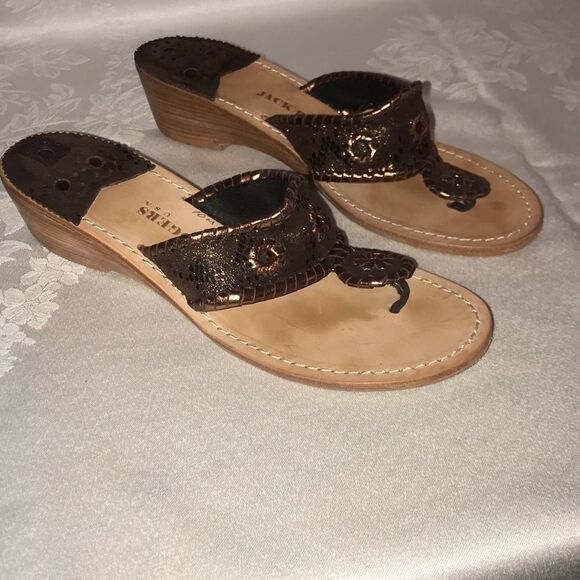 Jack Rogers Shoes - Jack Rogers wedge sandals leather brown thong 10M